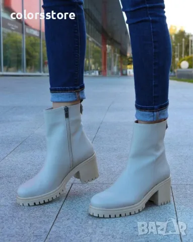 Боти на ток - бежова кожа - BTNM90