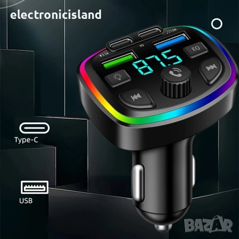 Блутут FM трансмитер Ouyaaqii, Волтметър 2хUSB заряднo GSM Bluetooth, снимка 3 - Други - 52406656