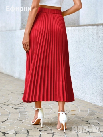 Есенно-зимна пола, Пола плисе, Червена пола, Зелена пола, снимка 4 - Поли - 52218818