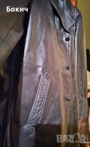 Шлифер от естествена кожа, Размер 46 ХL, Ширина на раменете 52 см., снимка 2 - Якета - 53890827