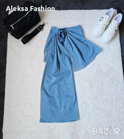 Дамска къса дънкова пола с 3D роза, снимка 14 - Поли - 50524464