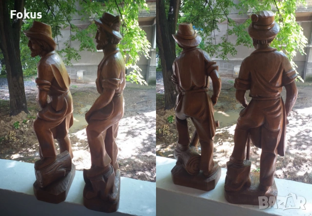 СТАТУЕТКА ПЛАСТИКА ДЪРВОРЕЗБА ЧИФТ ФИГУРИ ОРЕХ, снимка 6 - Антикварни и старинни предмети - 53519675