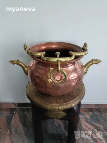 Vintage , медни казани с бронзови дръжки, дракони. , снимка 11 - Антикварни и старинни предмети - 50204317