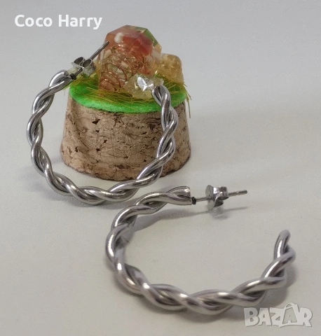 Разкошни усукани обеци,стомана, снимка 4 - Обеци - 53853895