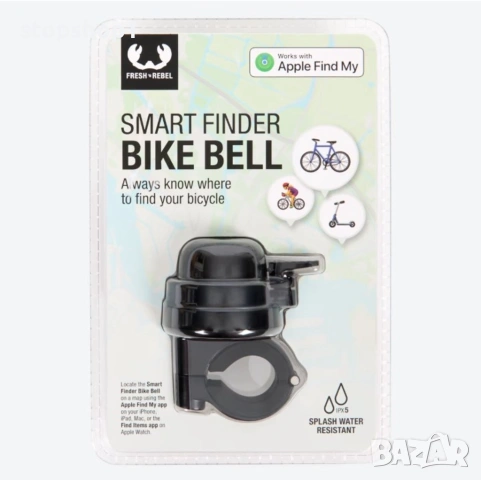 Умен звънец за велосипед, включващ GPS тракер и батерия (за iOS) - въздушен таг - против кражба