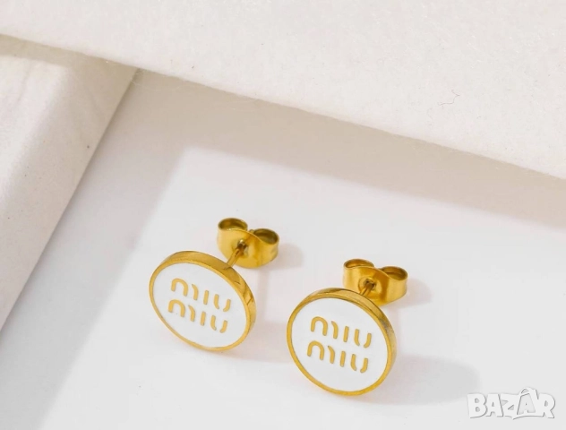 обеци от висококачествена медицинска стомана miu miu, снимка 15 - Обеци - 52093063