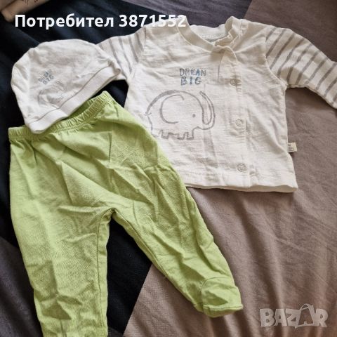 бебешко комплектче ританки блузка с дълъг ръкав и шапка, снимка 1 - Комплекти за бебе - 45158056
