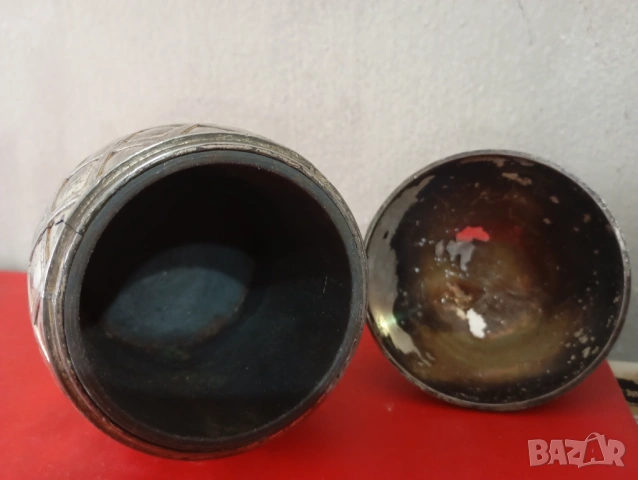 Винтидж посребрена кутия,цигаретник-ананас, снимка 2 - Антикварни и старинни предмети - 45779241