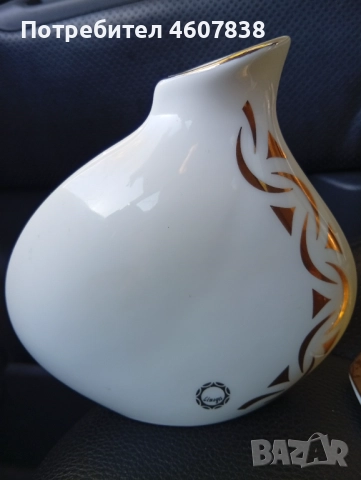 Ваза порцелан 22 к злато 12 см, снимка 2 - Вази - 52428928