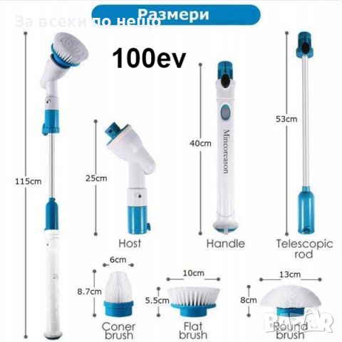ЕЛЕКТРИЧЕСКА ЧЕТКА ЗА БАНЯ С 3 приставки, снимка 4 - Мопове, кофи, четки и метли - 46678336