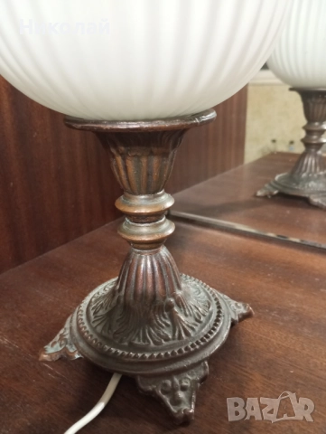 Ретро бронзова лампа, снимка 12 - Антикварни и старинни предмети - 52188146