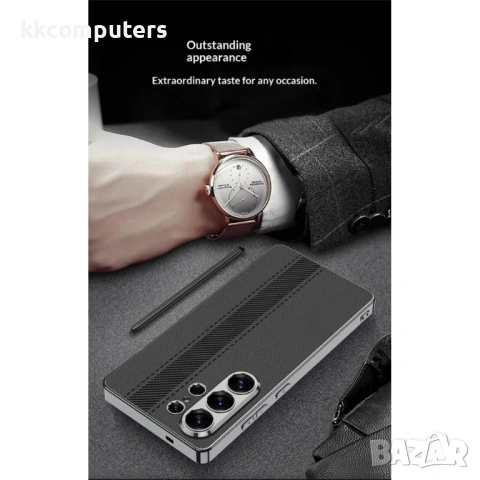 GKK електроплатиран кожен калъф с протектор за Samsung Galaxy S26 Ultra – поддържа безжично зареждан, снимка 6 - Калъфи, кейсове - 53633999