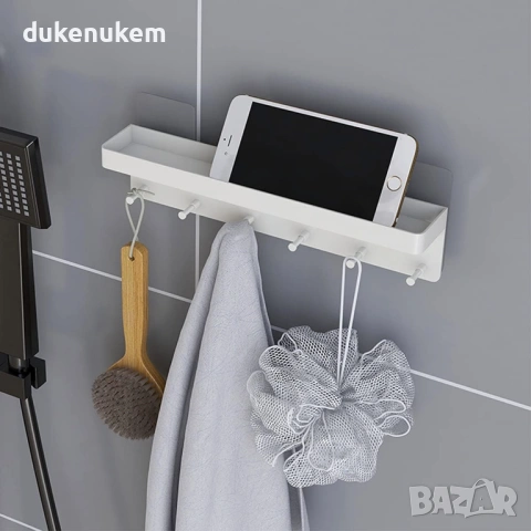 Стенна закачалка за ключове с рафт от неръждаема стомана – 6 куки, снимка 2 - Други стоки за дома - 53121229