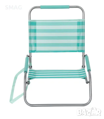 Плажен стол сгъваем тюркоазен райе с дръжки 51x60x62cm S_1235219, снимка 2 - Къмпинг мебели - 50045468