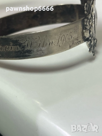 Продавам автентична историческа сребърна наградна гривна от Австро-Унгария, изработена във Виена пре, снимка 6 - Гривни - 52873322