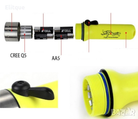 Фенер за водолази с издръжливост до 50 метра дълбочина, снимка 6 - Други - 52805776
