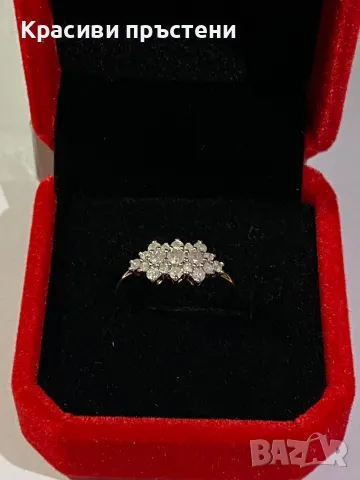 Златен пръстен с 19 диаманта 1,52гр, снимка 6 - Пръстени - 50181763