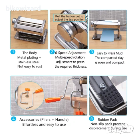 Ръчна машина за разточване на глина 6 нива на дебелина НОВА, снимка 4 - Други инструменти - 53458454