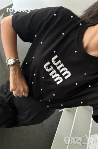 Miu Miu дамски памучни тениски Два цвята , снимка 10 - Тениски - 49853706