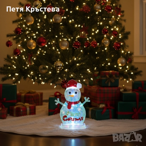 LED светещ снежен човек Merry Christmas, снимка 3 - Декорация за дома - 52289054