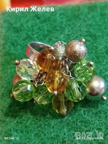 Дизайнерски сребърен пръстен с скъпи редки камъни уникат Арт бижу 53689