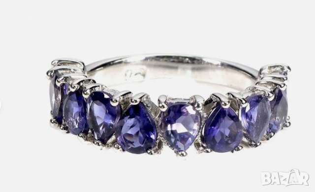  СРЕБЪРЕН ПРЪСТЕН  С ЙОЛИТ (ВОДЕН САПФИР)- НИГЕРИЯ