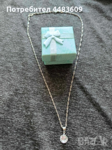 Сребърно колие с бял цирконии 