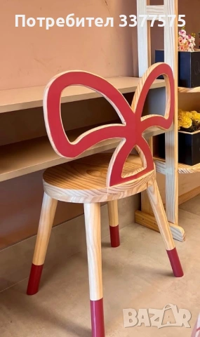 Детски дървен стол “панделка”, снимка 2 - Мебели за детската стая - 53905881