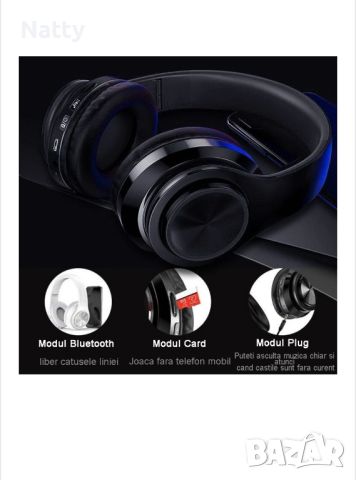 Безжични слушалки, Bluetooth 5.0, Над ухото, Черни, снимка 3 - Друга електроника - 45196115