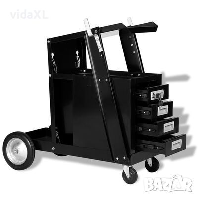 vidaXL Заваръчна количка с 4 чекмеджета, черна(SKU:142363, снимка 1 - Други стоки за дома - 46173351