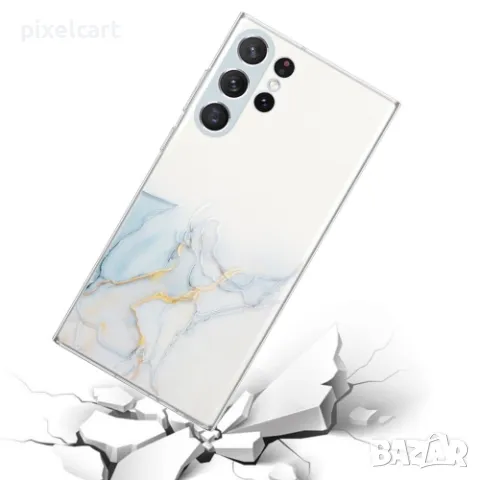 Силиконов калъф Marble за Samsung Galaxy S23 Ultra, сив, снимка 2 - Калъфи, кейсове - 47941322