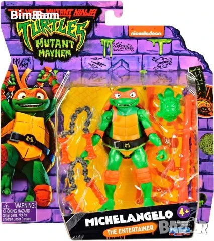 Оригинална eкшън фигурка Костенурките Нинджа TMNT Mutant Mayhem - MICHELANGELO / Микеланджело
