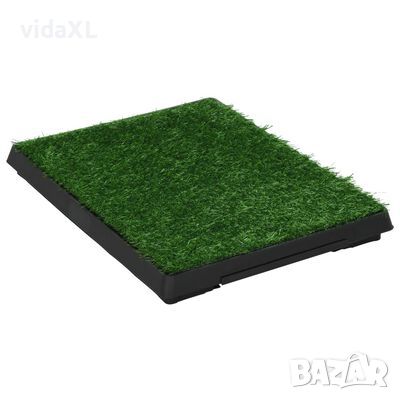 vidaXL Кучешка тоалетна с тава и изкуствена трева, зелена, 63x50x7 см（SKU:170766