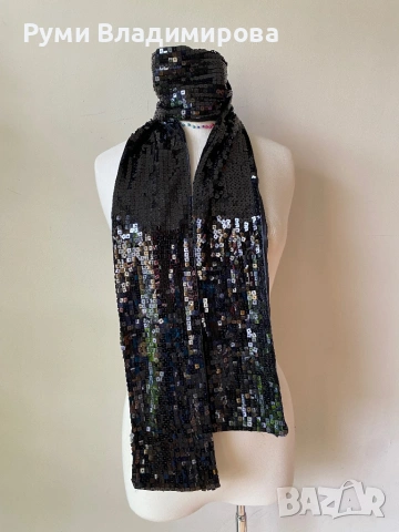 Шал с пайети в черно и кафяво/ различни видове, снимка 5 - Шалове - 47544666
