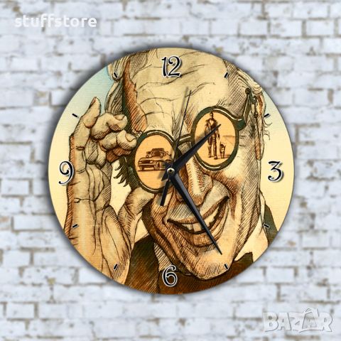 Стенен Часовник - Арт Мъж С Огледални Очила, снимка 1 - Стенни часовници - 45652776