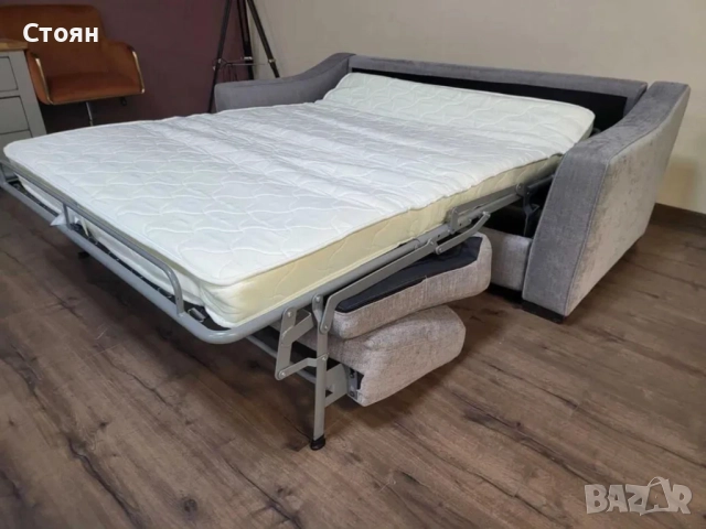 Сив диван от плат с функция сън "Myriad", снимка 4 - Дивани и мека мебел - 52010850