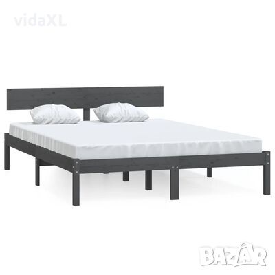 vidaXL Рамка за легло, сива, бор масив, 160х200 см(SKU:810159