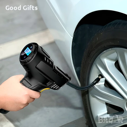 Цифров въздушен компресор за автомобил – LED дисплей, 12V, с LED светлина и дюзи, снимка 8 - Аксесоари и консумативи - 51251144