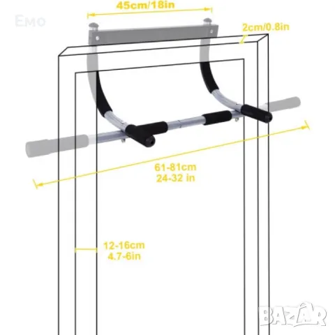 door trainer  - Регулируема щанга за набирания, тренажор за набирания до 200 килограма , снимка 17 - Фитнес уреди - 48458413