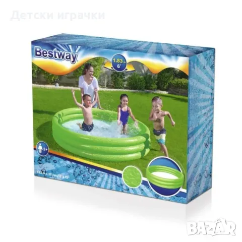 Детски надуваем басейн Bestway, 183 х 33 см, PVC, неон, за деца над 2 г, снимка 11 - Басейни и аксесоари - 49925837