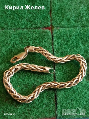 Масивна сребърна гривна плетка тип ЖИТЕН КЛАС перфектно състояние много красива 51782, снимка 6 - Гривни - 54014180