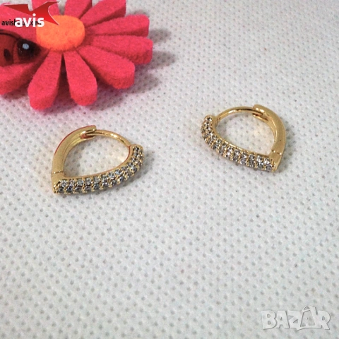 Обеци с 14К златно покритие 2141903, снимка 2 - Обеци - 54286530