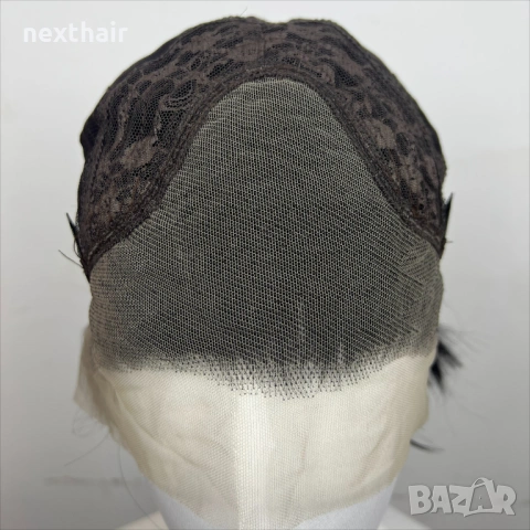 Къса черна перука с дантела 13x4 - скосен боб, естествен ефект, снимка 7 - Аксесоари за коса - 53830848
