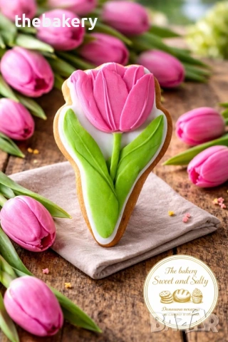 Бисквитки цветя за 8-ми Март, снимка 2 - Декорация за дома - 53684167