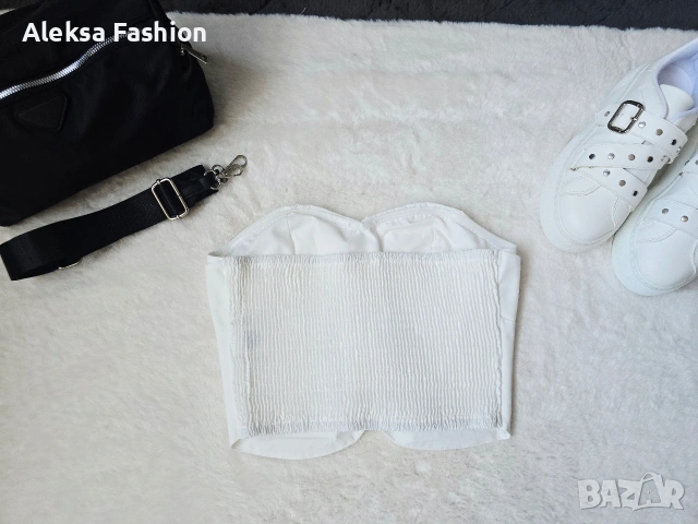 Дамски къс бял топ бюстие, снимка 2 - Потници - 50568290