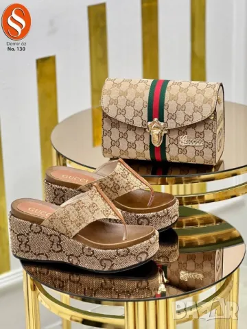 дамски чехли на платформа gucci , снимка 3 - Чехли - 49011539