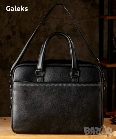 Мъжка изискана бизнес чанта за лаптоп15”/Луксозна и селективна, черна естест. кожа!, снимка 6 - Чанти - 53118028