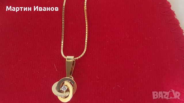 Златно колие с диамант , снимка 5 - Колиета, медальони, синджири - 45673030