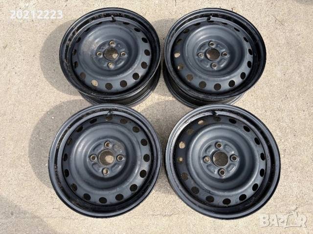 4 броя железни джанти+тасове за Toyota Yaris-Hybrid 15, снимка 6 - Гуми и джанти - 54108862