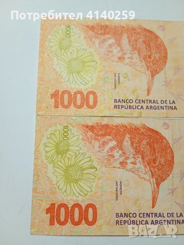 АРЖЕНТИНА БАНКНОТИ 1000 ПЕСОС 2017 Г , снимка 2 - Нумизматика и бонистика - 53122092